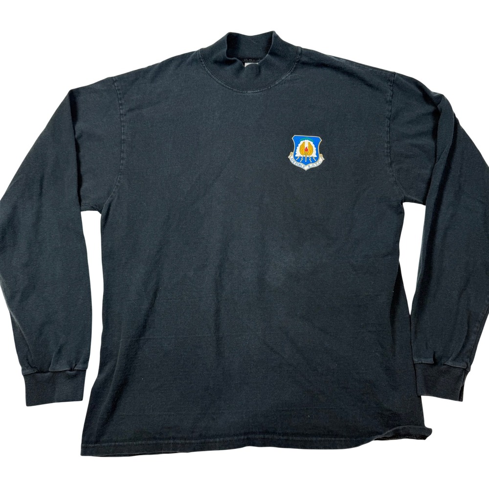 Vintage Air Force ROTC Long Sleeve Shirt Black Cotton Deluxe Eagle Aim High L
